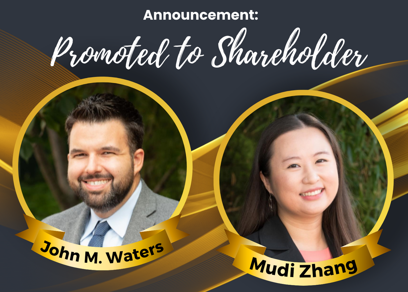 WEC Announces Promotion of John M. Waters and Mudi Zhang to Shareholder Image